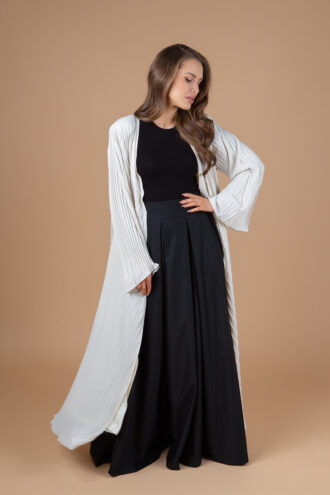 Abaya Bedouine ÉCRU avec ceinture noire